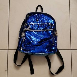 #82-G3 Mini Backpack,Sequins Blue/Silvered 11"x10"x4"